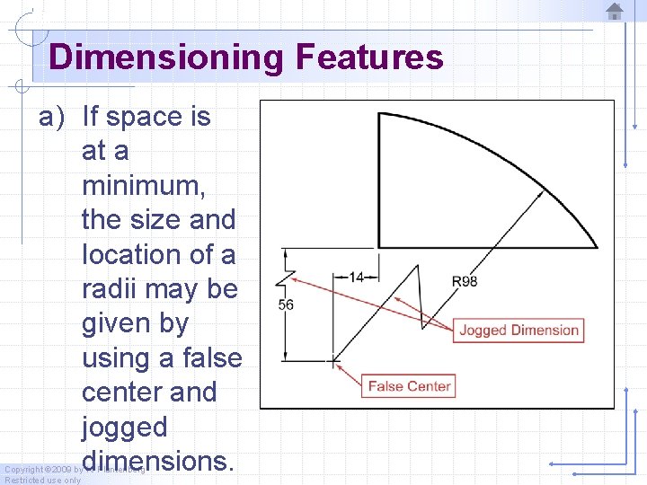 Dimensioning Features a) If space is at a minimum, the size and location of