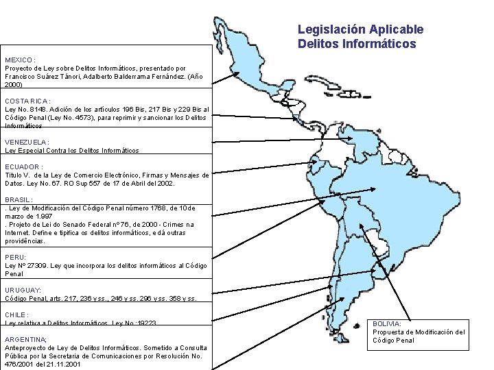 Legislación Aplicable Delitos Informáticos MEXICO : Proyecto de Ley sobre Delitos Informáticos, presentado por