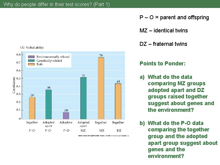 Why do people differ in their test scores? (Part 1) P – O =