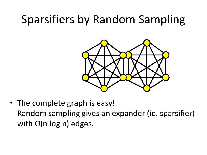 Sparsifiers by Random Sampling • The complete graph is easy! Random sampling gives an