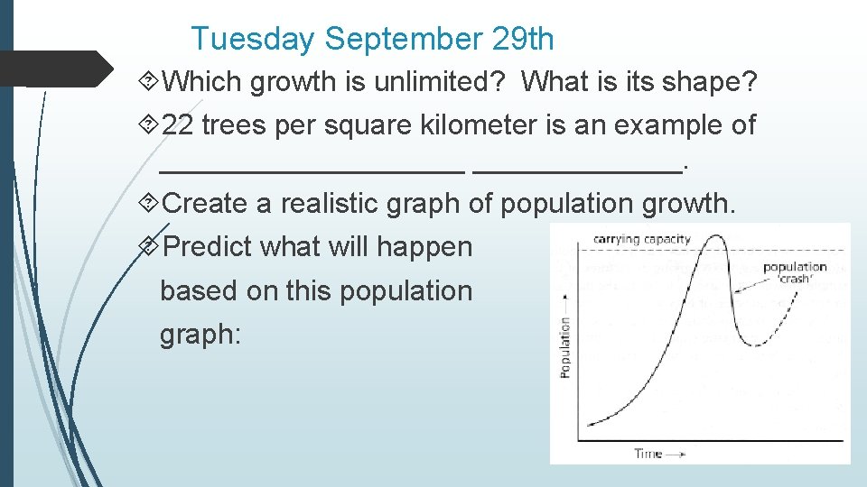 Tuesday September 29 th Which growth is unlimited? What is its shape? 22 trees