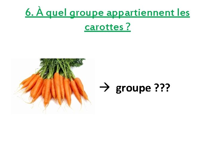 6. À quel groupe appartiennent les carottes ? groupe ? ? ? 