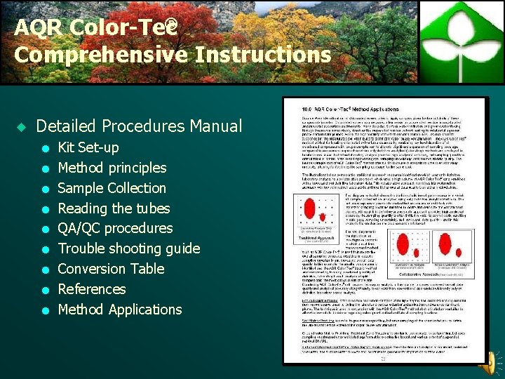 ® AQR Color-Tec Comprehensive Instructions u Detailed Procedures Manual l l l l Kit