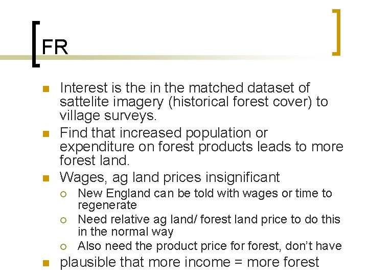 FR n n n Interest is the in the matched dataset of sattelite imagery