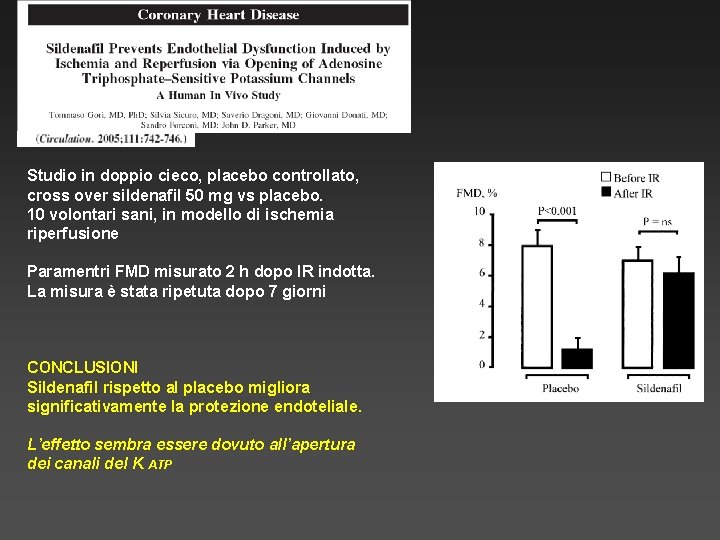 Studio in doppio cieco, placebo controllato, cross over sildenafil 50 mg vs placebo. 10