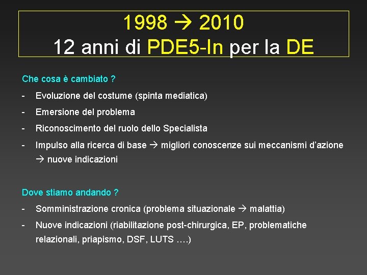 1998 2010 12 anni di PDE 5 -In per la DE Che cosa è