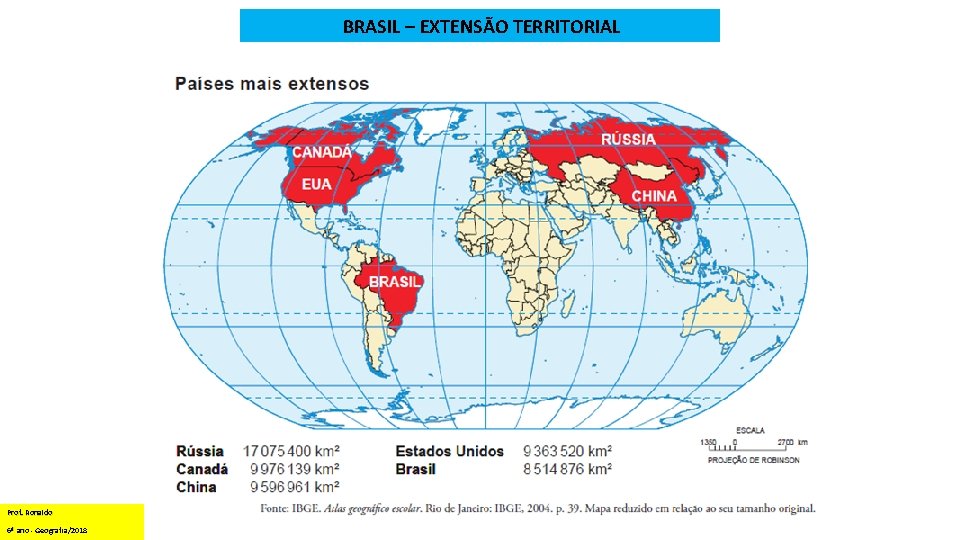 BRASIL – EXTENSÃO TERRITORIAL Prof. Ronaldo 6º ano - Geografia/2018 