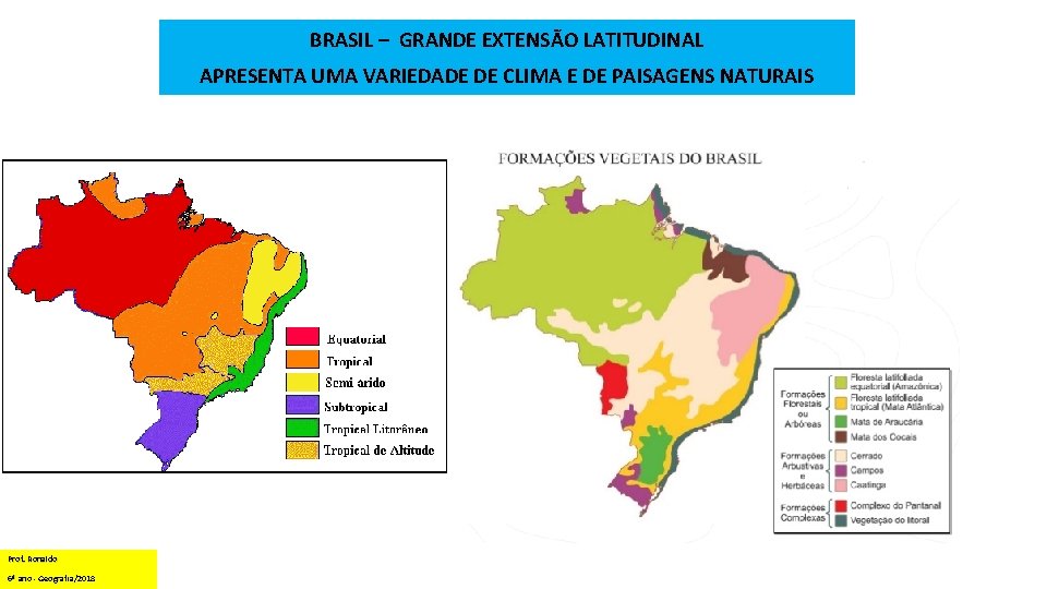 BRASIL – GRANDE EXTENSÃO LATITUDINAL APRESENTA UMA VARIEDADE DE CLIMA E DE PAISAGENS NATURAIS