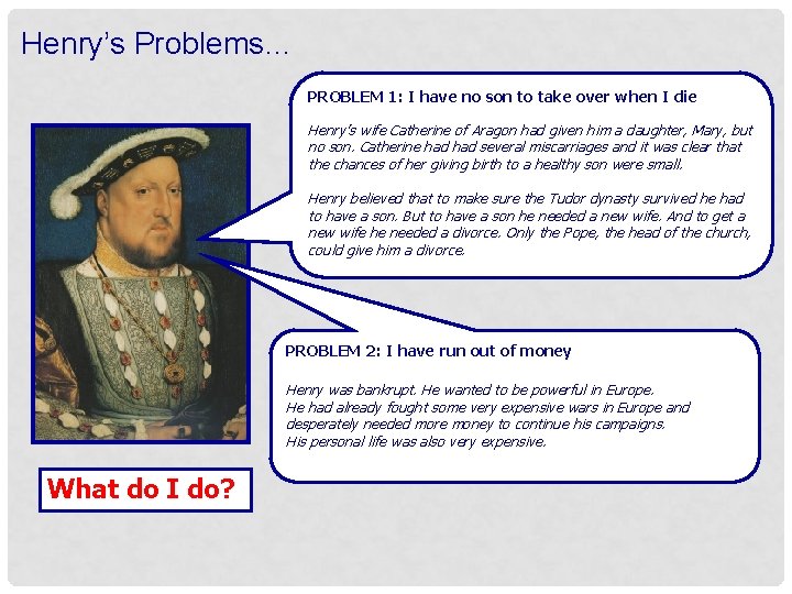 Henry’s Problems… PROBLEM 1: I have no son to take over when I die