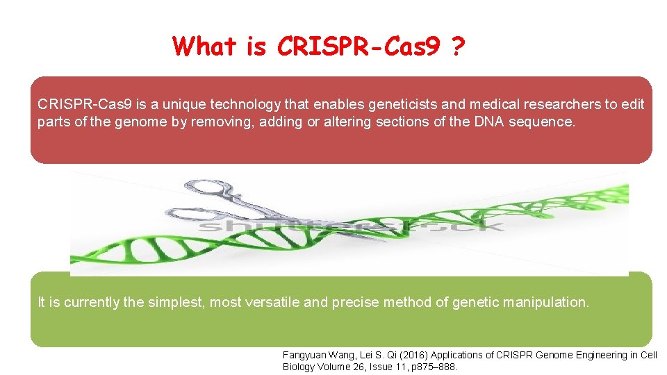 What is CRISPR-Cas 9 ? CRISPR-Cas 9 is a unique technology that enables geneticists