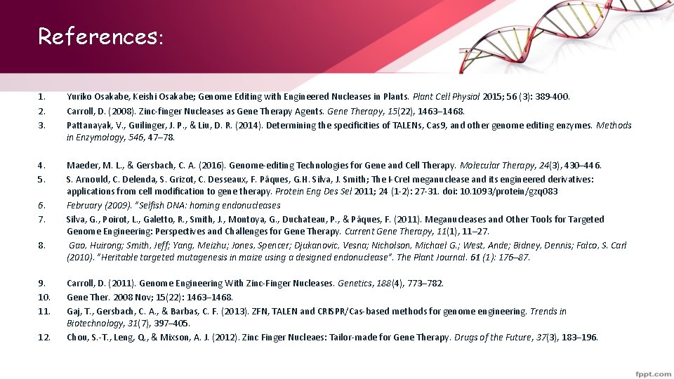 References: 1. 2. 3. Yuriko Osakabe, Keishi Osakabe; Genome Editing with Engineered Nucleases in