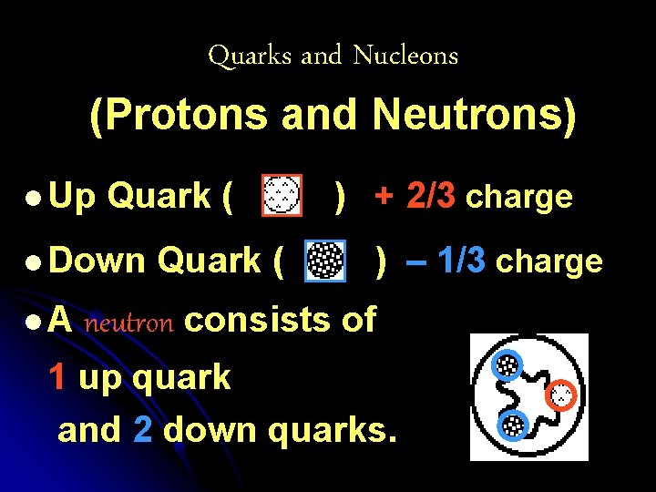 Quarks and Nucleons (Protons and Neutrons) l Up Quark ( l Down l. A