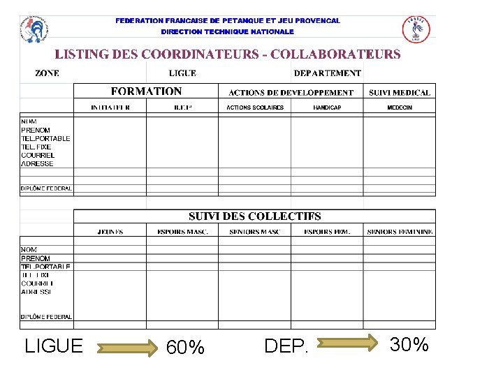 LIGUE 60% DEP. 30% 