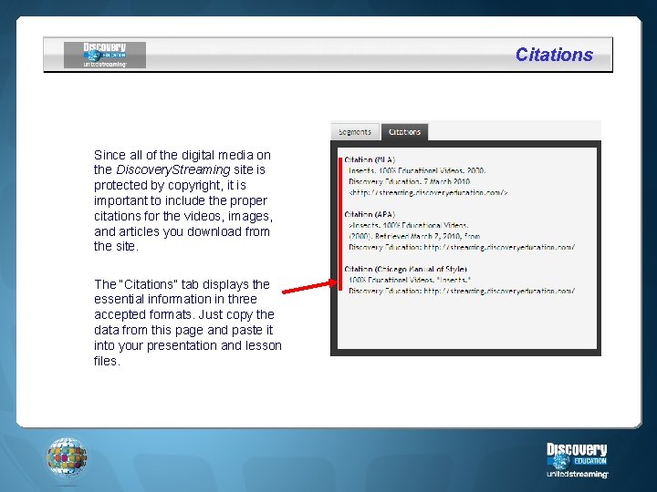 Citations Since all of the digital media on the Discovery. Streaming site is protected