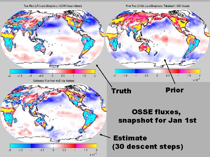 Truth Prior OSSE fluxes, snapshot for Jan 1 st Estimate (30 descent steps) 