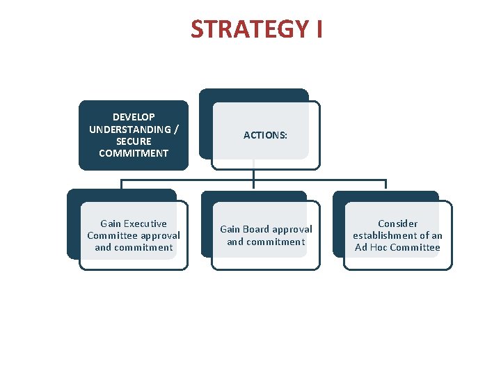 STRATEGY I DEVELOP UNDERSTANDING / SECURE COMMITMENT ACTIONS: Gain Executive Committee approval and commitment