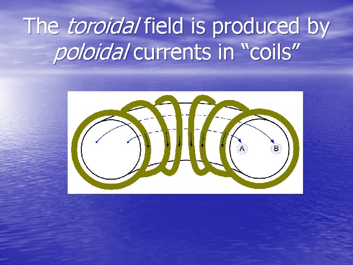 The toroidal field is produced by poloidal currents in “coils” 