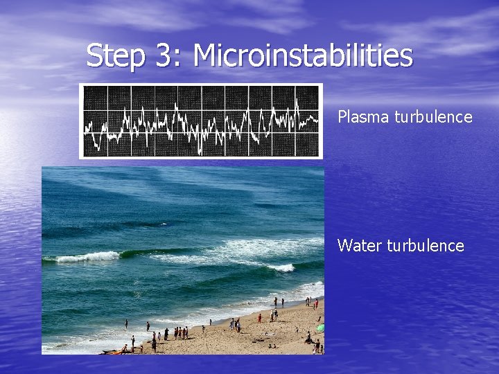 Step 3: Microinstabilities Plasma turbulence Water turbulence 