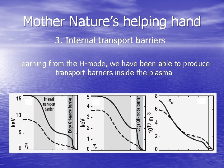 Mother Nature’s helping hand 3. Internal transport barriers Learning from the H-mode, we have