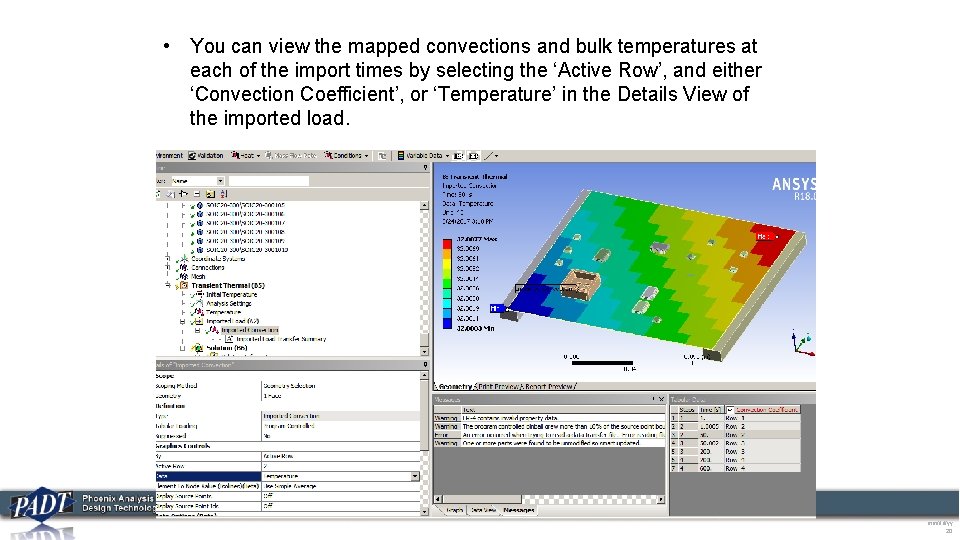  • You can view the mapped convections and bulk temperatures at each of