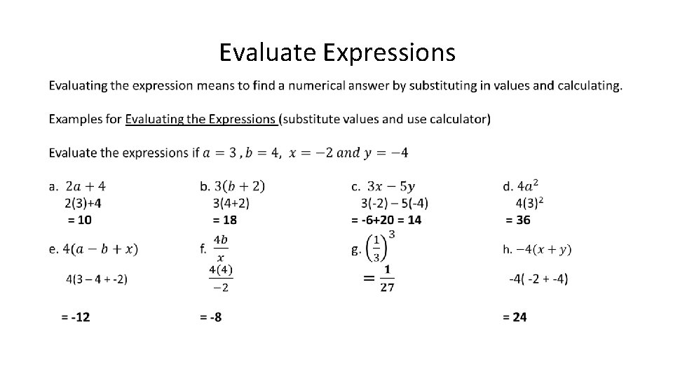 Evaluate Expressions 