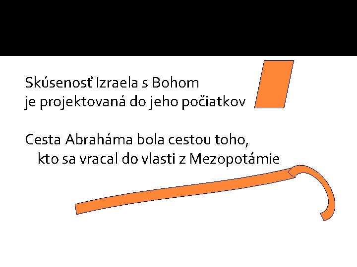Skúsenosť Izraela s Bohom je projektovaná do jeho počiatkov Cesta Abraháma bola cestou toho, Skúsenosť Izraela s Bohom je projektovaná do jeho počiatkov Cesta Abraháma bola cestou toho,