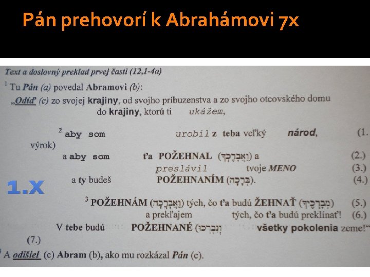 Pán prehovorí k Abrahámovi 7 x 1. x Pán prehovorí k Abrahámovi 7 x 1. x