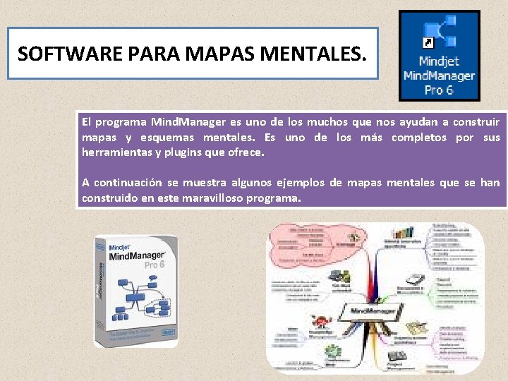 SOFTWARE PARA MAPAS MENTALES. El programa Mind. Manager es uno de los muchos que