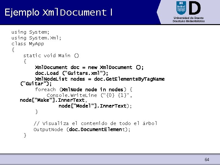 Ejemplo Xml. Document I using System; using System. Xml; class My. App { static