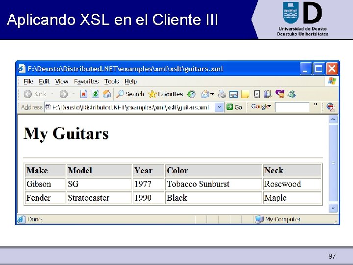 Aplicando XSL en el Cliente III 97 