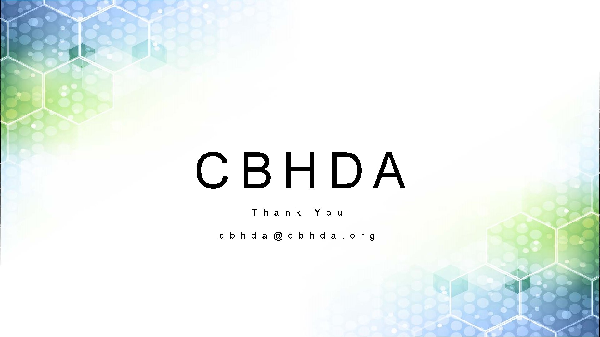 CBHDA T h a n k Y o u c b h d a
