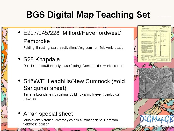 BGS Digital Map Teaching Set • E 227/245/228 Milford/Haverfordwest/ Pembroke Folding; thrusting; fault reactivation.