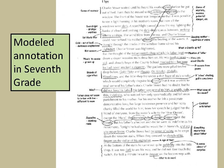 Modeled annotation in Seventh Grade 