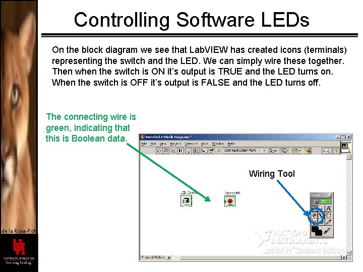 Controlling Software LEDs On the block diagram we see that Lab. VIEW has created