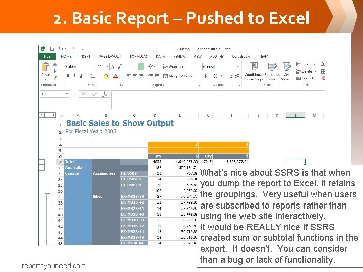 2. Basic Report – Pushed to Excel reportsyouneed. com What’s nice about SSRS is