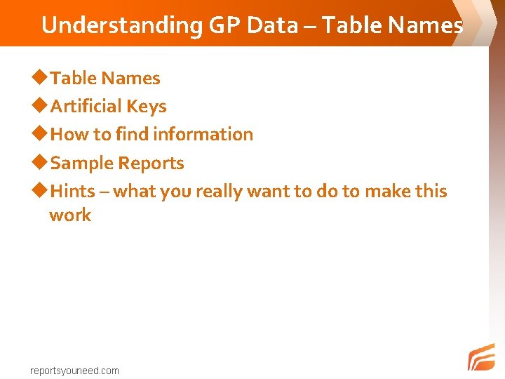 Understanding GP Data – Table Names u. Artificial Keys u. How to find information