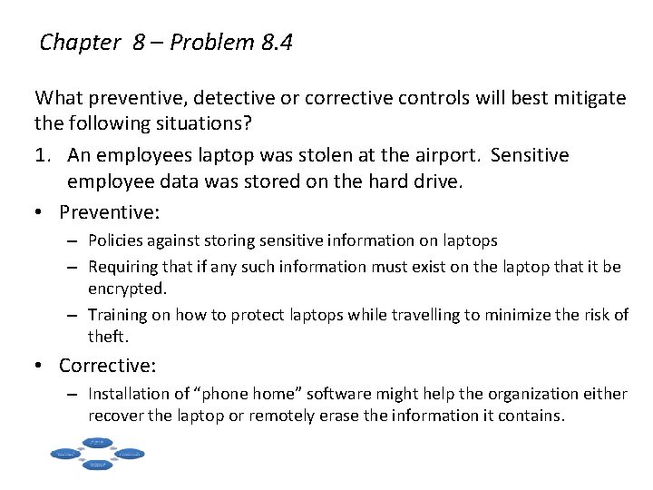 Chapter 8 – Problem 8. 4 What preventive, detective or corrective controls will best