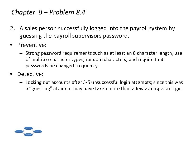 Chapter 8 – Problem 8. 4 2. A sales person successfully logged into the