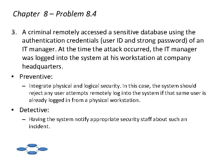 Chapter 8 – Problem 8. 4 3. A criminal remotely accessed a sensitive database