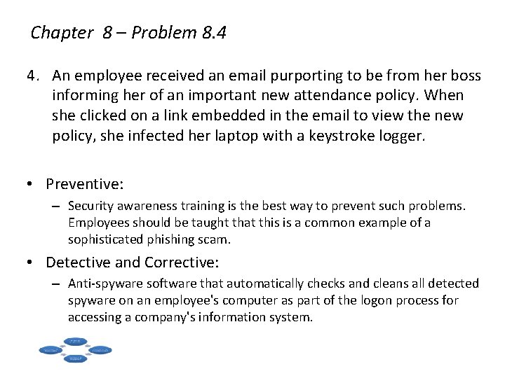 Chapter 8 – Problem 8. 4 4. An employee received an email purporting to