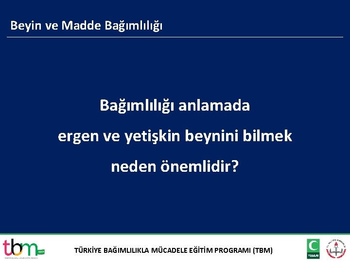 Beyin ve Madde Bağımlılığı anlamada ergen ve yetişkin beynini bilmek neden önemlidir? TÜRKİYE BAĞIMLILIKLA