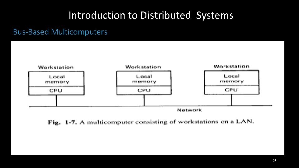 Introduction to Distributed Systems Bus-Based Multicomputers 27 