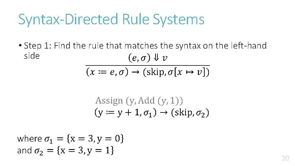 Syntax-Directed Rule Systems • Step 1: Find the rule that matches the syntax on