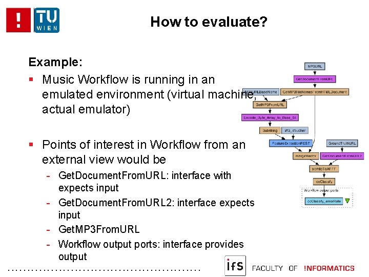 How to evaluate? Example: Music Workflow is running in an emulated environment (virtual machine,