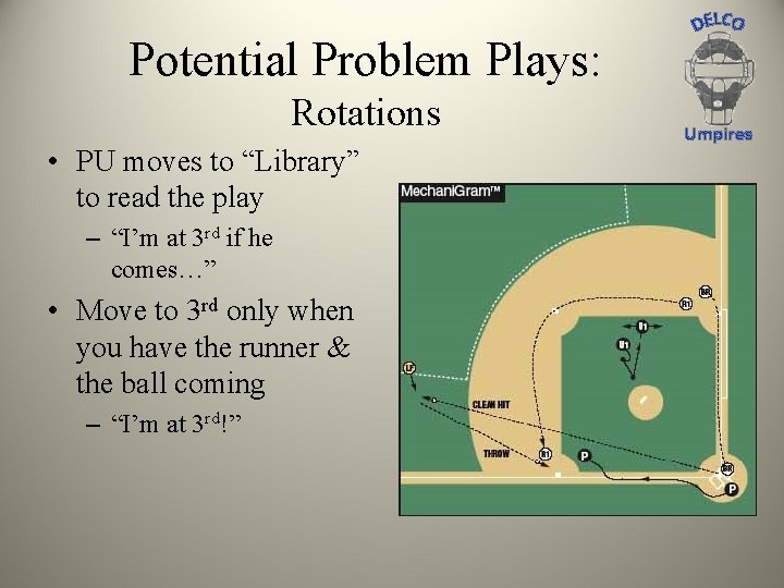 Potential Problem Plays: Rotations • PU moves to “Library” to read the play –