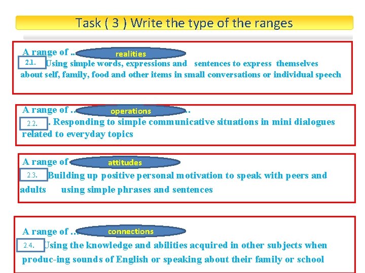 Task ( 3 ) Write the type of the ranges A range of. .
