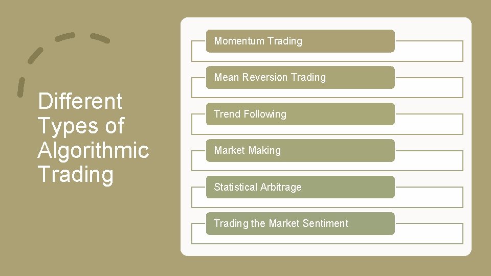 Momentum Trading Mean Reversion Trading Different Types of Algorithmic Trading Trend Following Market Making