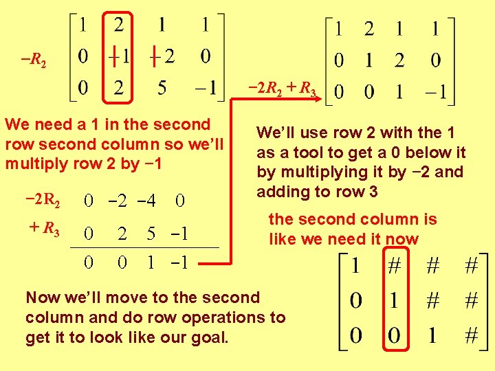 R 2 − 2 R 2 + R 3 We need a 1 R 2 − 2 R 2 + R 3 We need a 1