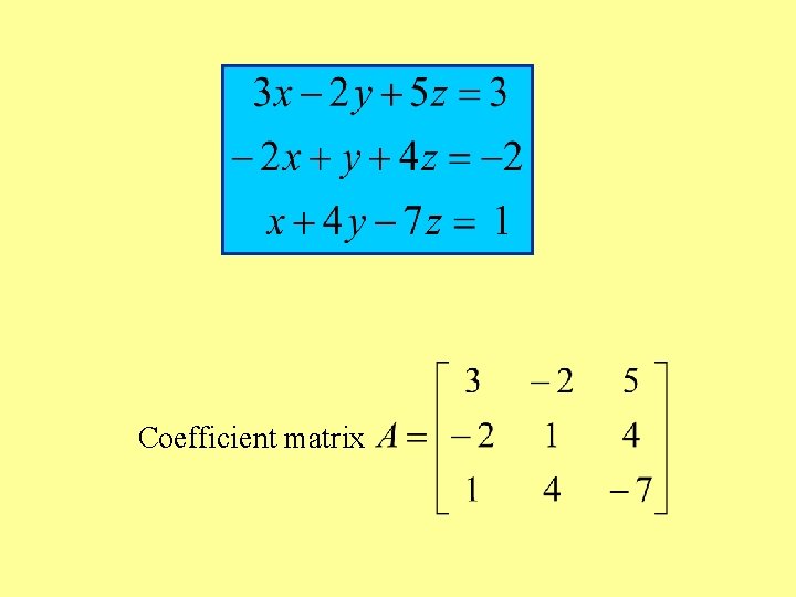 Coefficient matrix Coefficient matrix