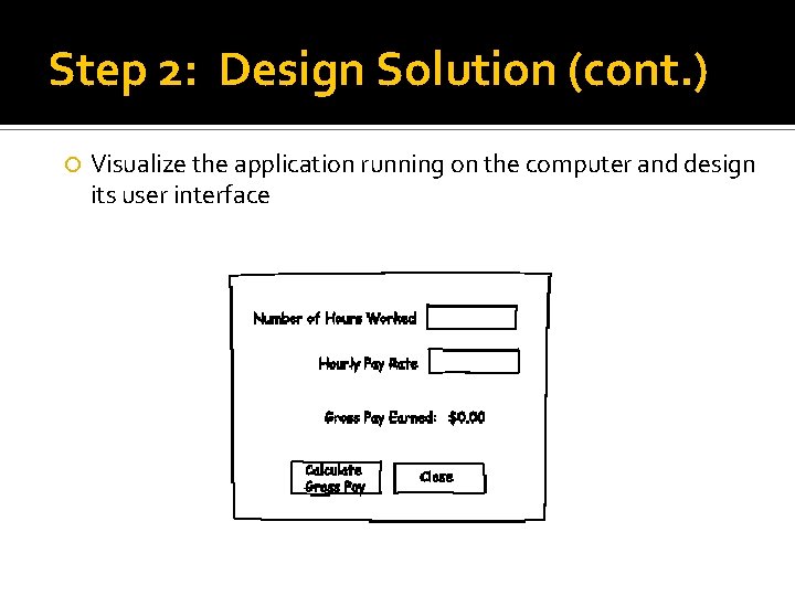 Step 2: Design Solution (cont. ) Visualize the application running on the computer and